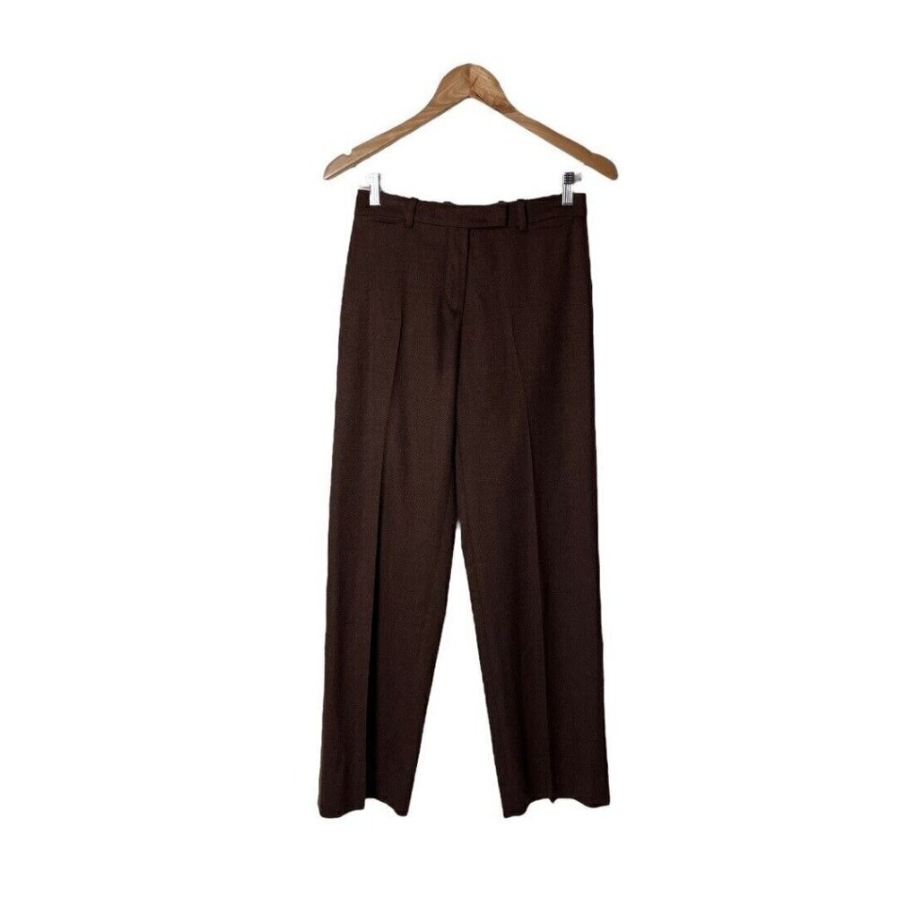 Loro Piana Brown Wool Slacks Pants Wide Leg 40 Womens